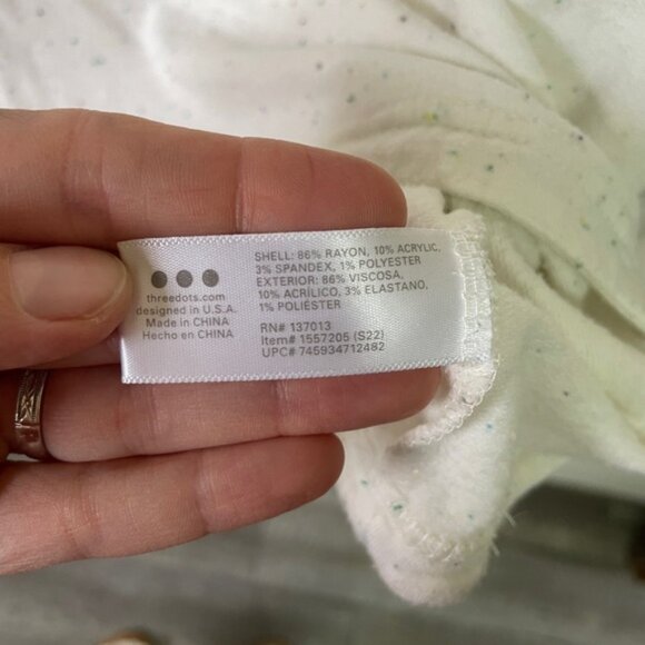 Three Dots White Speckled Long Sleeve Shirt Size Medium - Picture 3 of 5